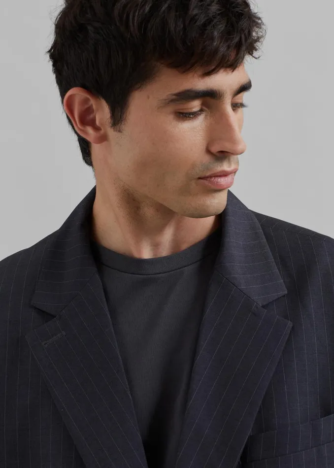 Men Beo Blazer 8211 CharcoalWhite Pinstripe The Frankie Shop Outerwear