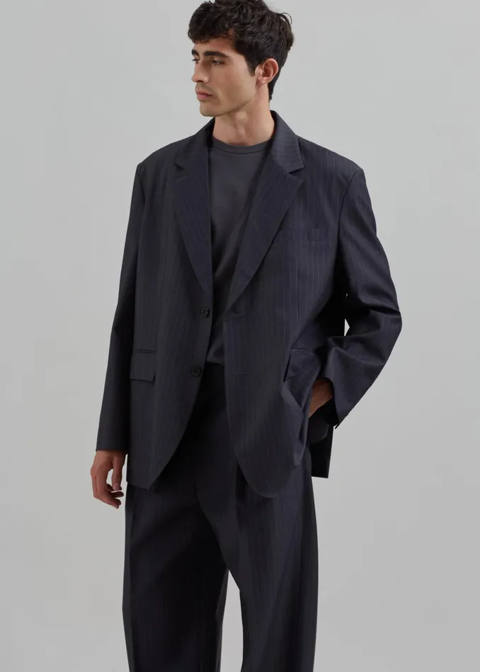 Men Beo Blazer 8211 CharcoalWhite Pinstripe The Frankie Shop Outerwear