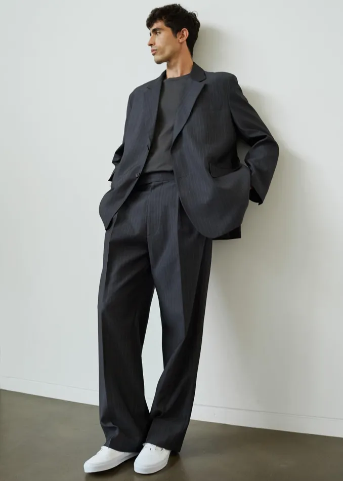 Men Beo Blazer 8211 CharcoalWhite Pinstripe The Frankie Shop Outerwear