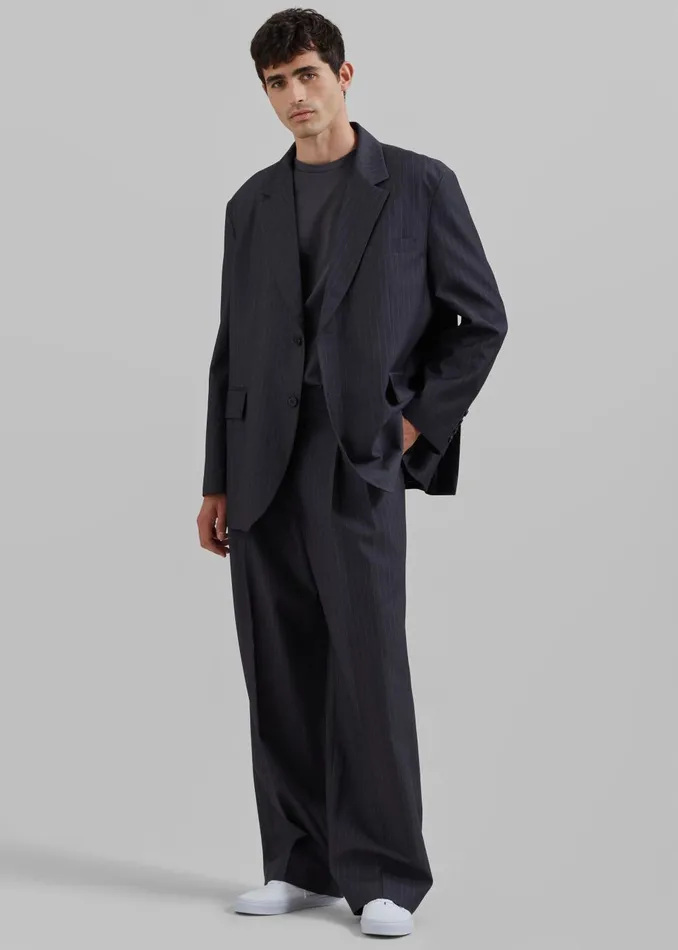 Men Beo Blazer 8211 CharcoalWhite Pinstripe The Frankie Shop Outerwear