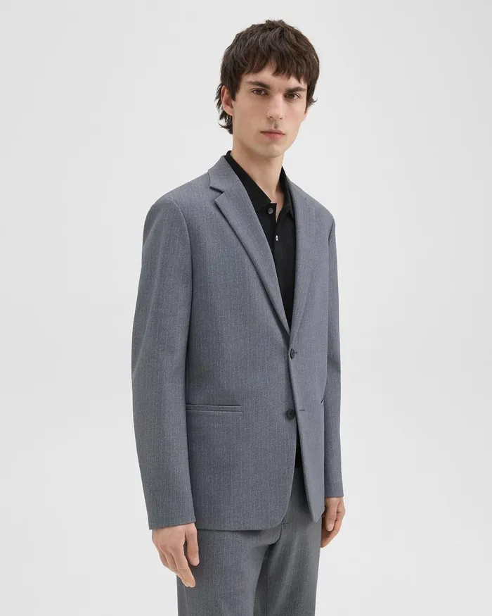 Men Blazers Jackets Theory Clinton Blazer In Herringbone Precision Ponte Grey Melange