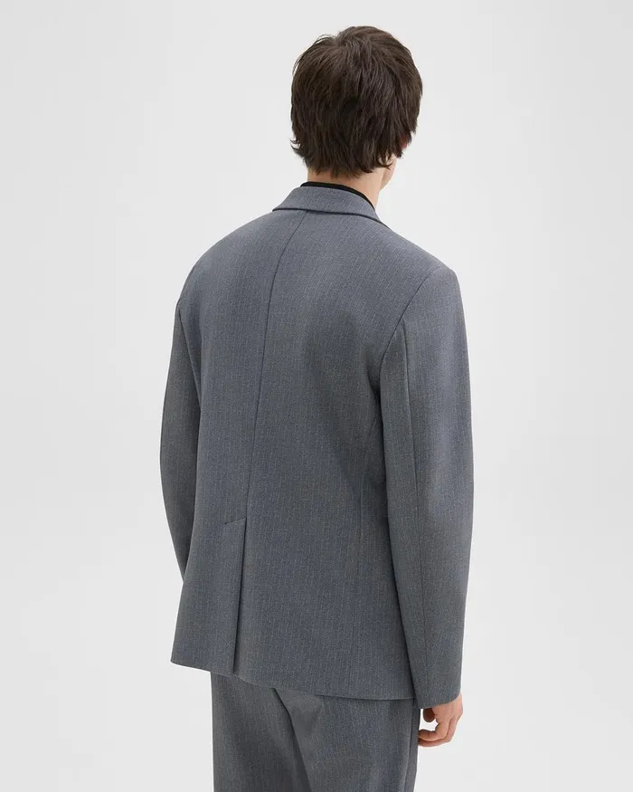 Men Blazers Jackets Theory Clinton Blazer In Herringbone Precision Ponte Grey Melange