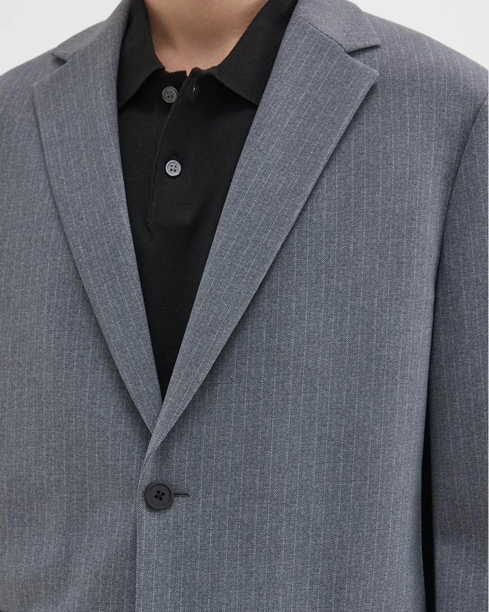 Men Blazers Jackets Theory Clinton Blazer In Herringbone Precision Ponte Grey Melange