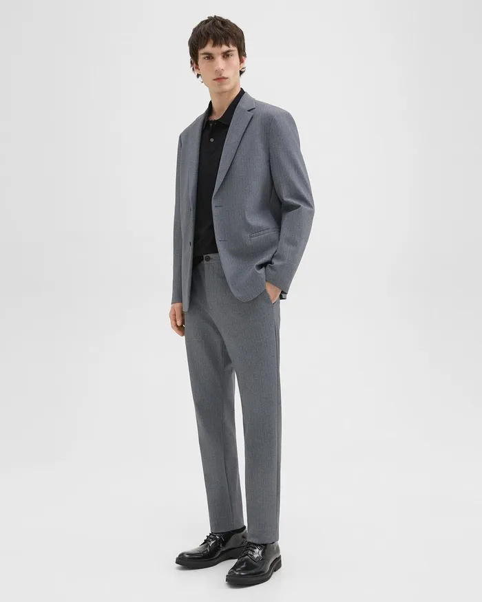Men Blazers Jackets Theory Clinton Blazer In Herringbone Precision Ponte Grey Melange