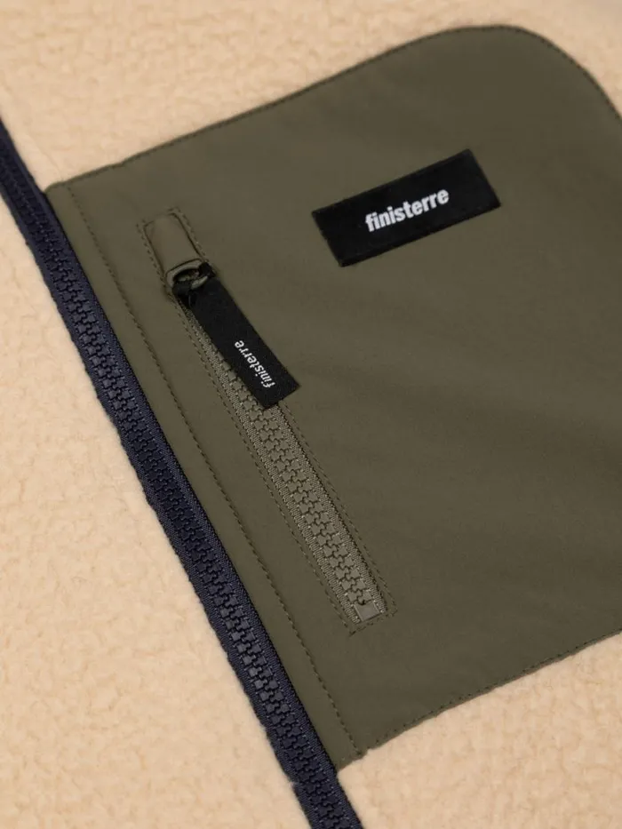 Men Bolster Fleece Gilet Oatmealnavy Finisterre Fleece