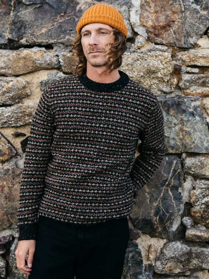 Men Bowers Jumper Blackrosewoodwillow Green Finisterre Knitwear