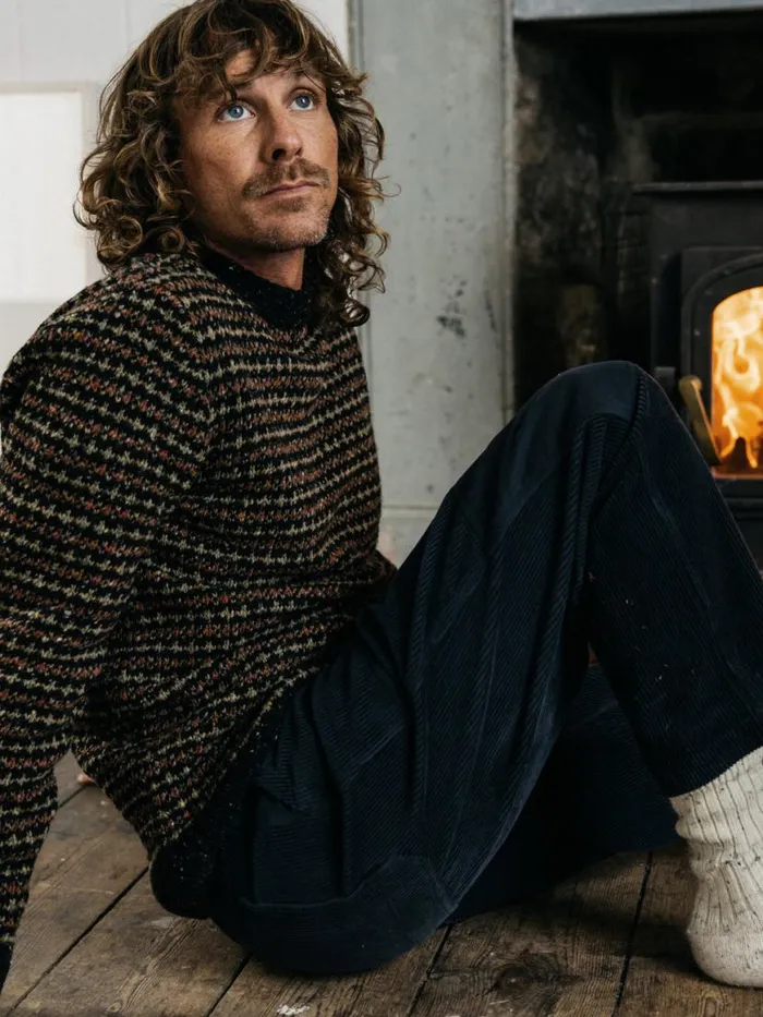 Men Bowers Jumper Blackrosewoodwillow Green Finisterre Knitwear