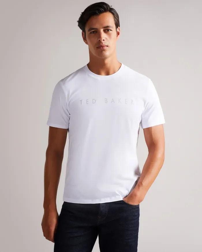 Men BRONI 8211 Short Sleeve Branded TShirt White Ted Baker Tops