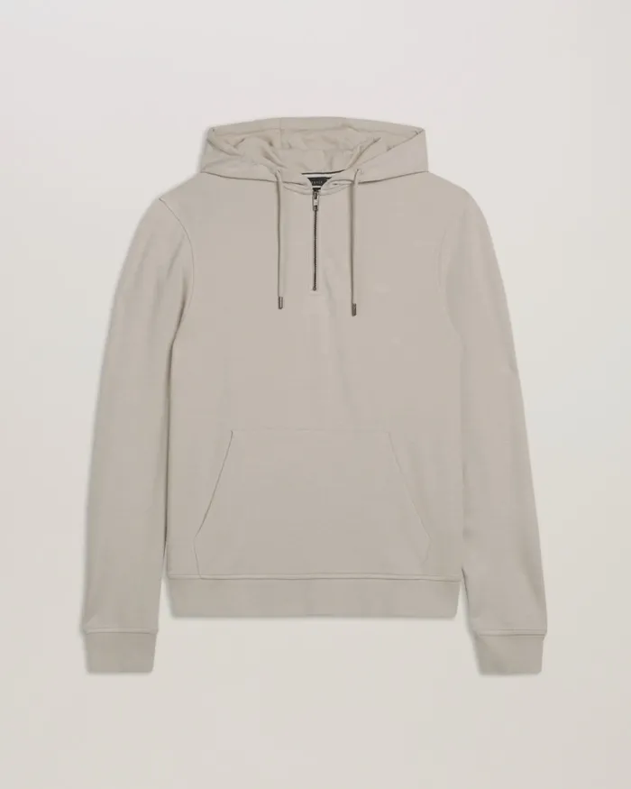 Men CAPROE 8211 Long Sleeve Zip Neck Hoodie Stone Ted Baker Tops