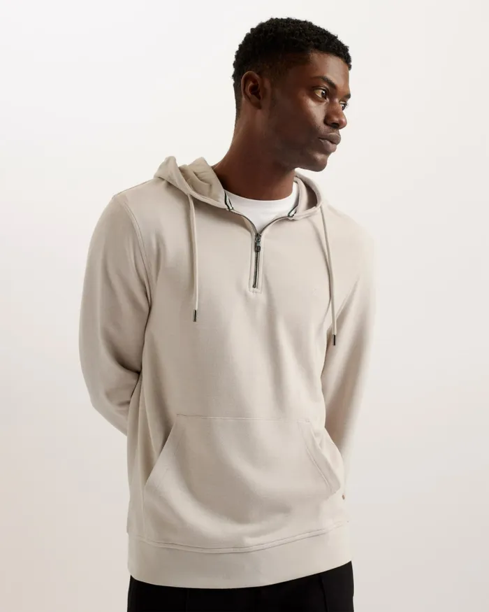 Men CAPROE 8211 Long Sleeve Zip Neck Hoodie Stone Ted Baker Tops Men CAPROE 8211 Long Sleeve Zip Neck Hoodie Stone Ted Baker Tops
