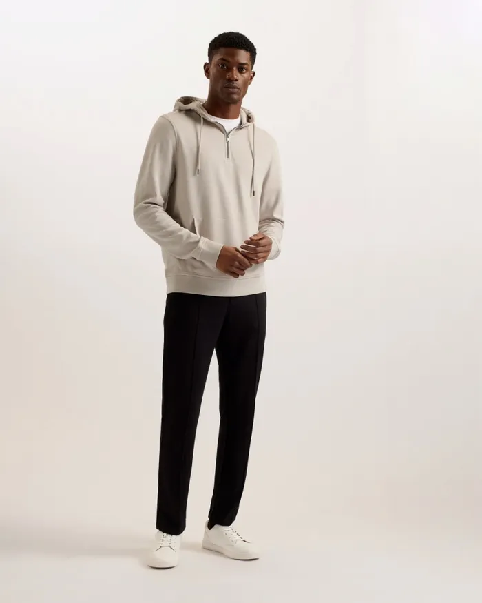 Men CAPROE 8211 Long Sleeve Zip Neck Hoodie Stone Ted Baker Tops Men CAPROE 8211 Long Sleeve Zip Neck Hoodie Stone Ted Baker Tops