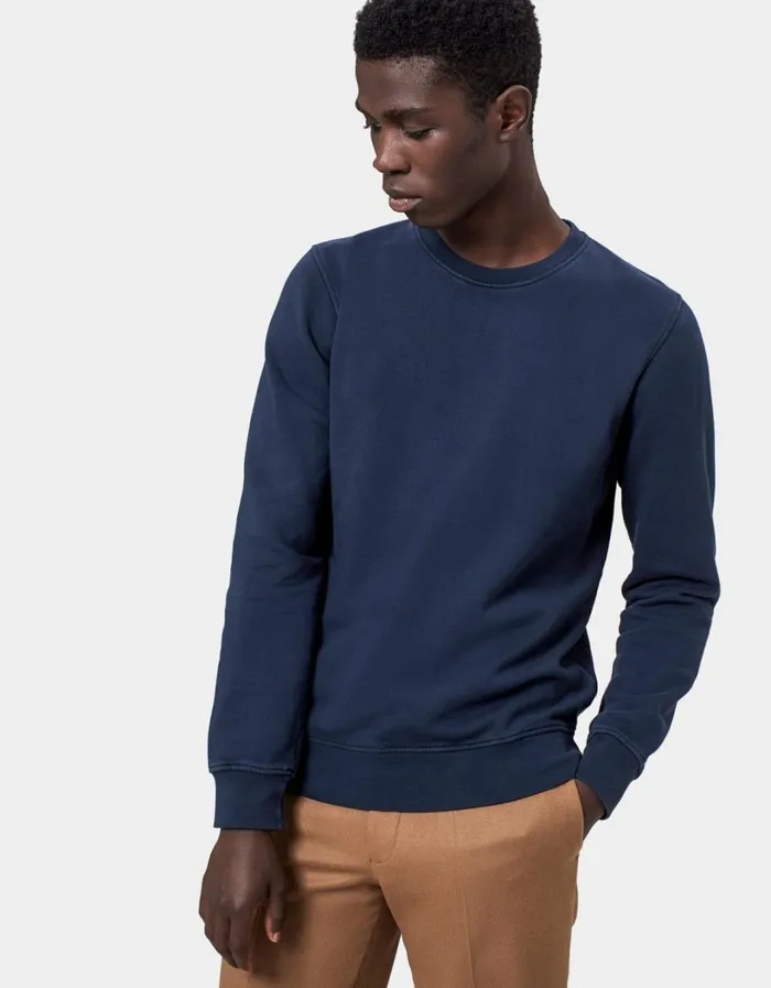 Men Classic Organic Crew Coffee Brown Colorful Standard Crewneck Sweatshirts