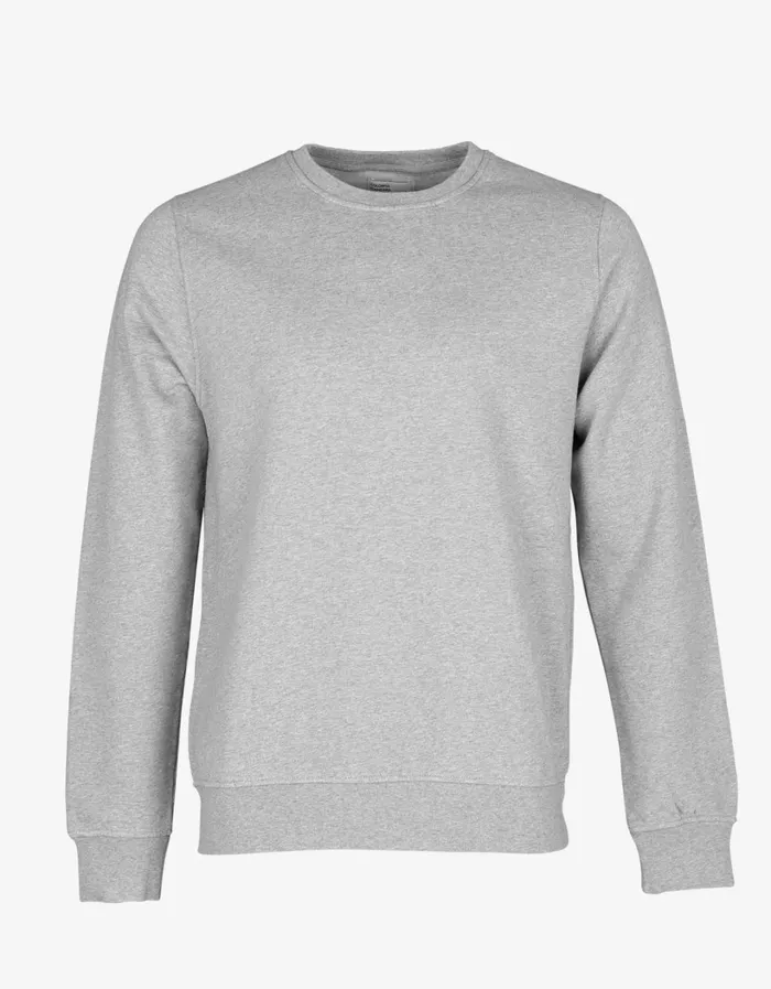 Men Classic Organic Crew Heather Grey Colorful Standard Crewneck Sweatshirts