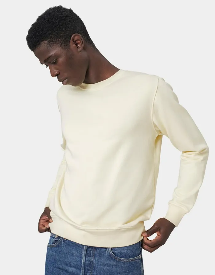 Men Classic Organic Crew Heather Grey Colorful Standard Crewneck Sweatshirts