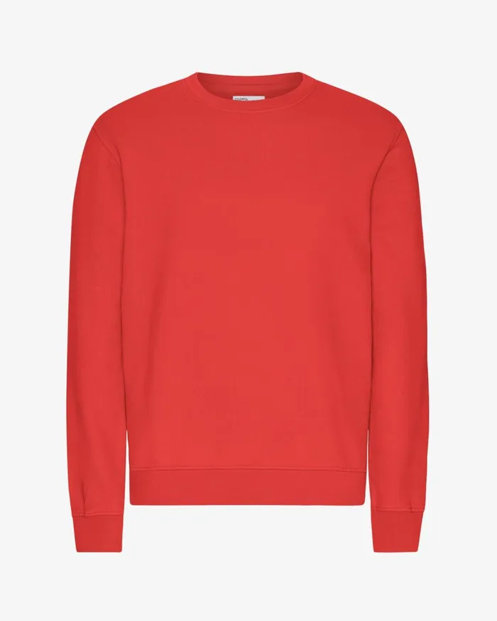 Men Classic Organic Crew Red Tangerine Colorful Standard Crewneck Sweatshirts
