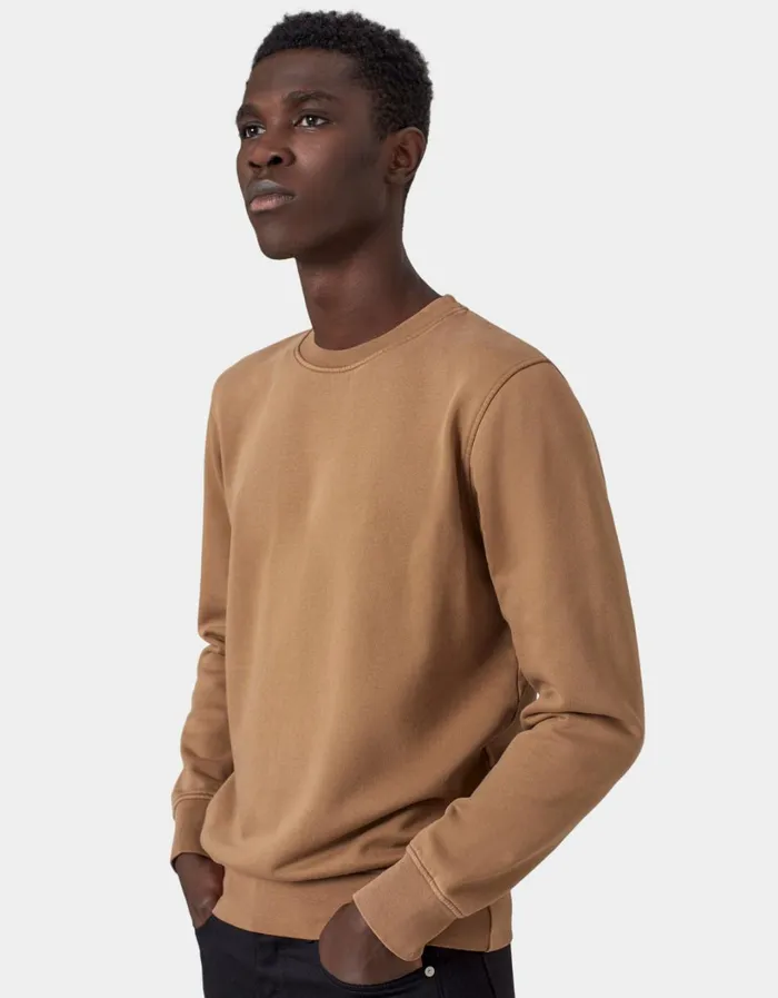 Men Classic Organic Crew Red Tangerine Colorful Standard Crewneck Sweatshirts