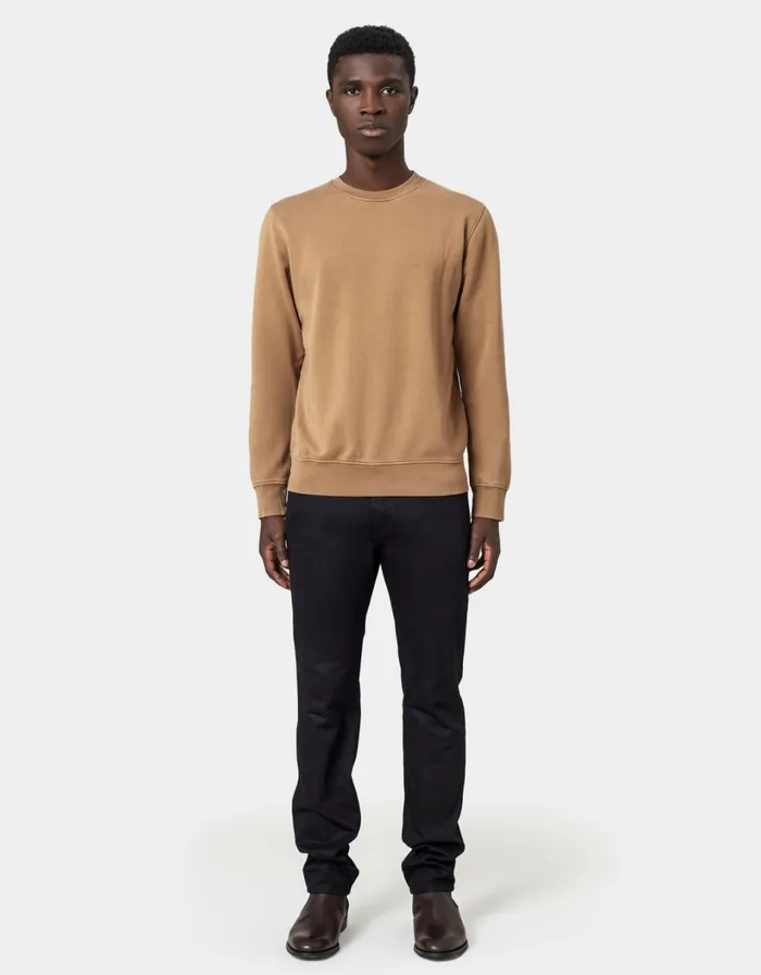 Men Classic Organic Crew Red Tangerine Colorful Standard Crewneck Sweatshirts