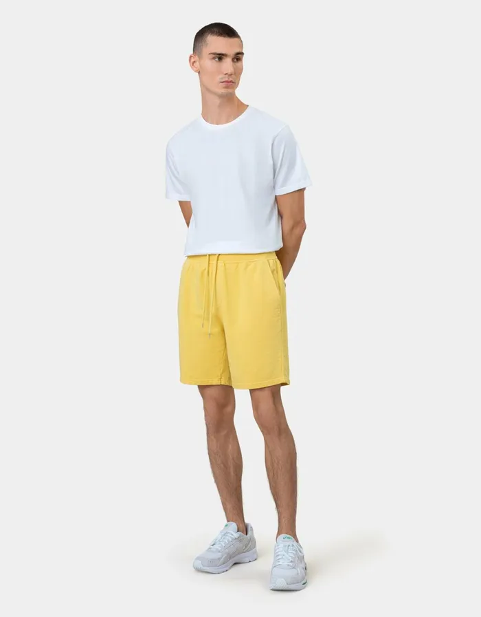 Men Classic Organic Sweatshorts Bright Coral Colorful Standard Shorts