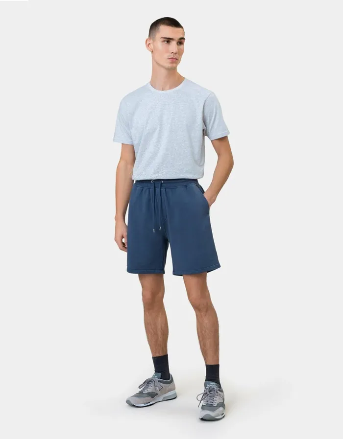 Men Classic Organic Sweatshorts Stone Blue Colorful Standard Shorts