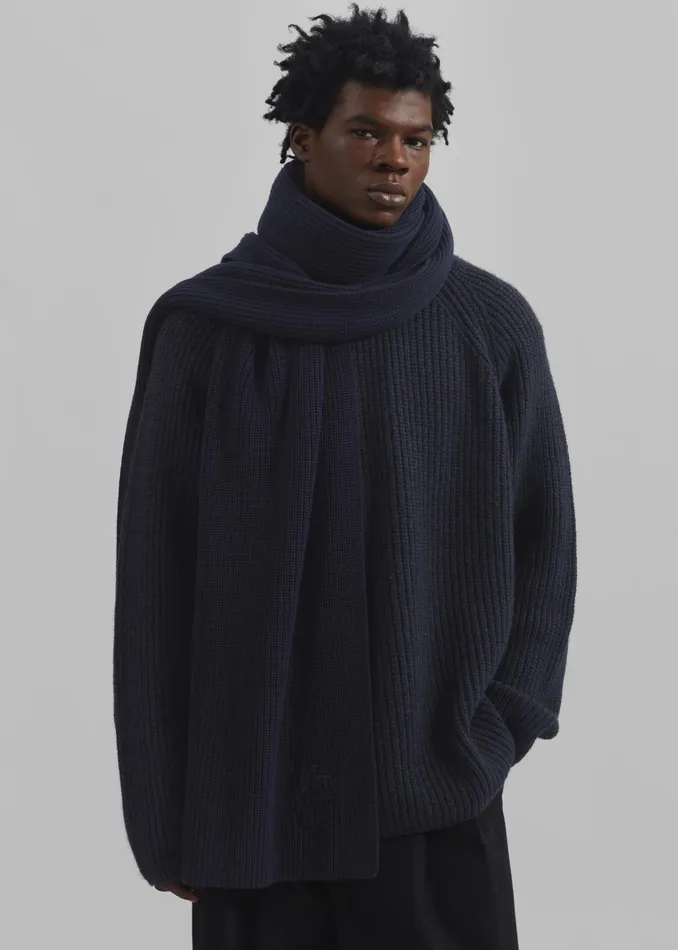 Men Colton Wool Scarf 8211 Navy The Frankie Shop