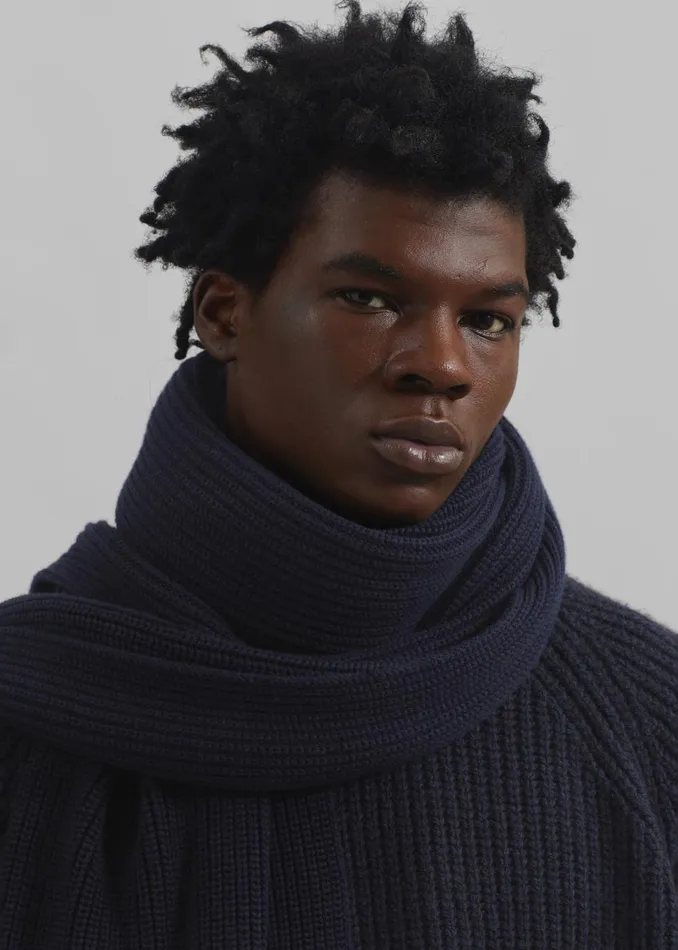 Men Colton Wool Scarf 8211 Navy The Frankie Shop