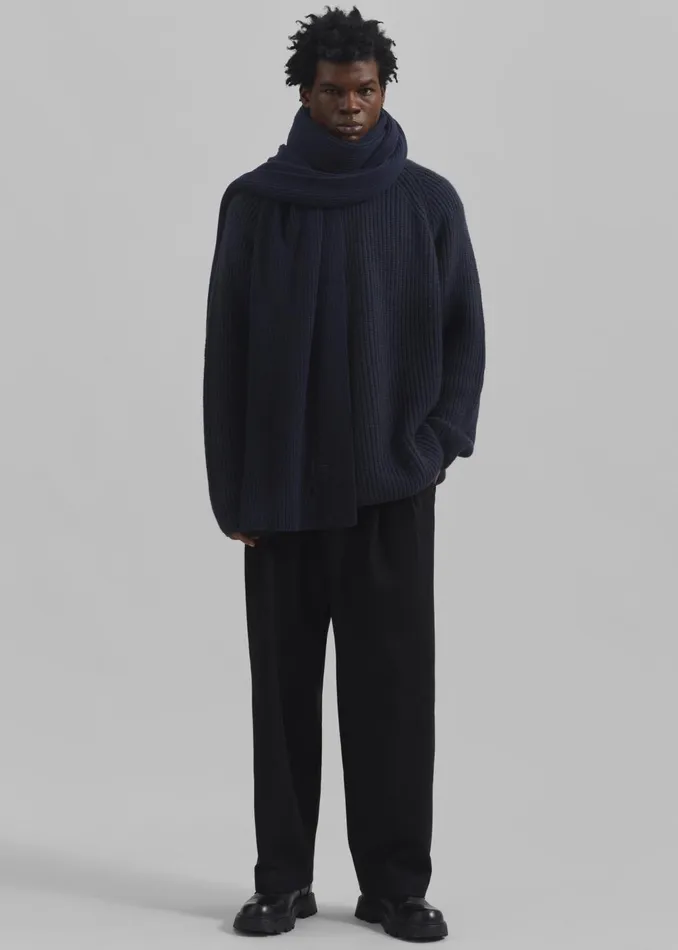 Men Colton Wool Scarf 8211 Navy The Frankie Shop