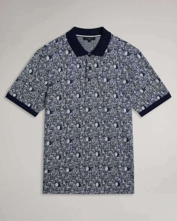 Men COREO 8211 Geometric Knit Polo Shirt Navyblue Ted Baker Polo Shirts Men COREO 8211 Geometric Knit Polo Shirt Navyblue Ted Baker Polo Shirts
