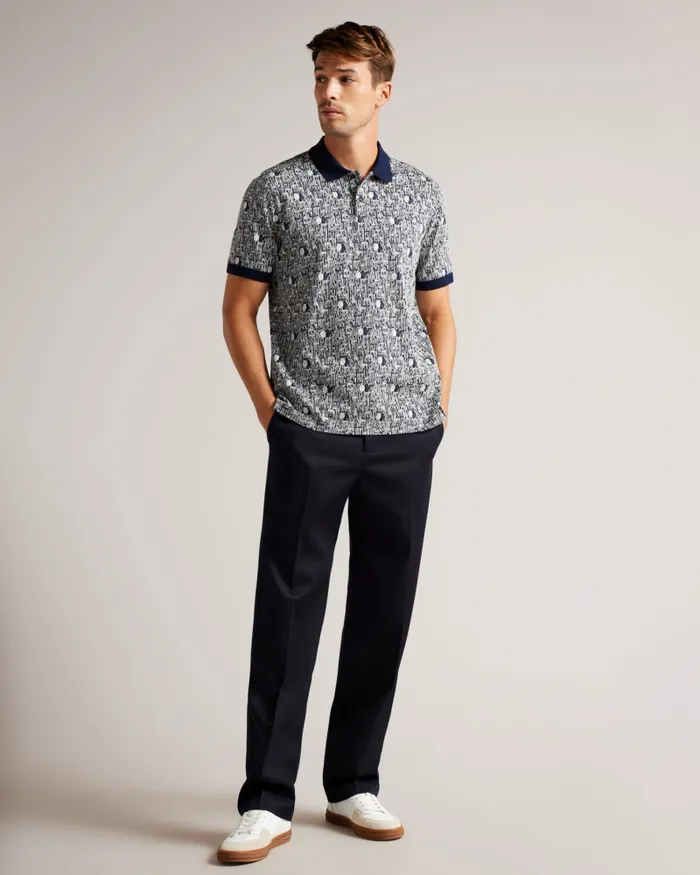Men COREO 8211 Geometric Knit Polo Shirt Navyblue Ted Baker Polo Shirts Men COREO 8211 Geometric Knit Polo Shirt Navyblue Ted Baker Polo Shirts
