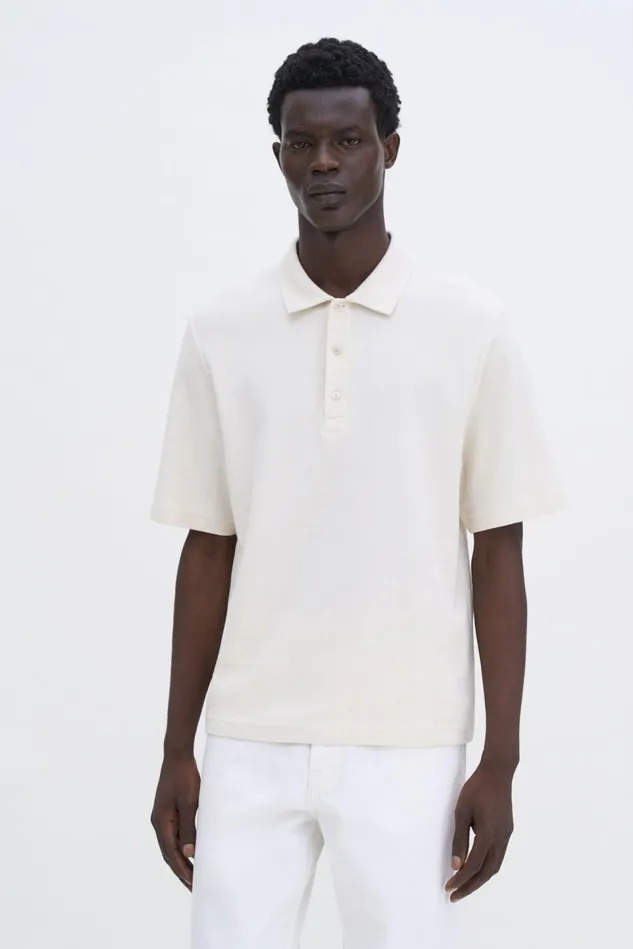 Men Cotton Jersey Polo Shirt Cream White Filippa K TShirts