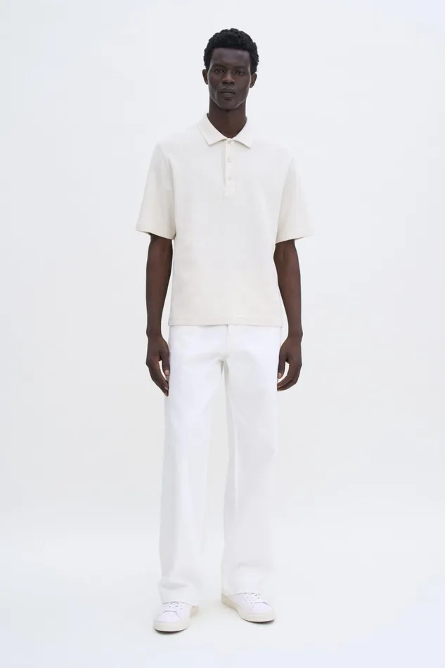 Men Cotton Jersey Polo Shirt Cream White Filippa K TShirts