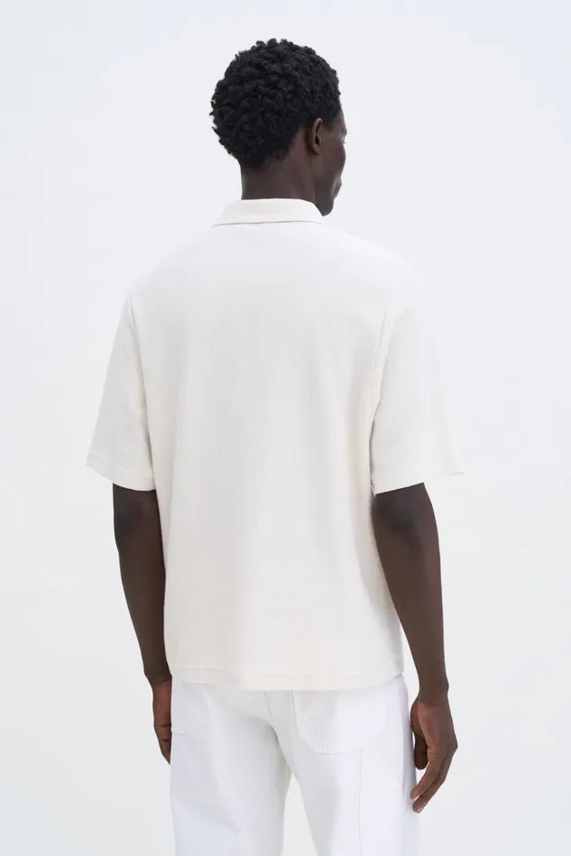 Men Cotton Jersey Polo Shirt Cream White Filippa K TShirts