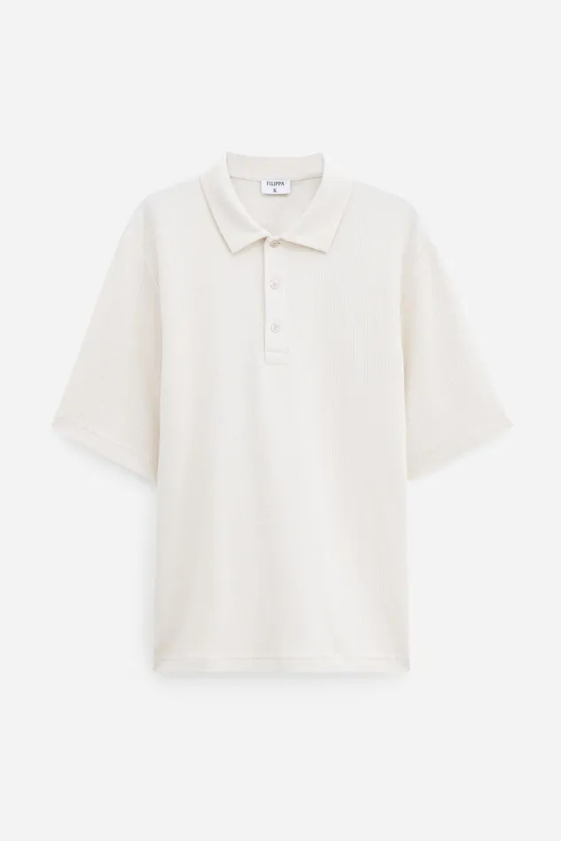 Men Cotton Jersey Polo Shirt Cream White Filippa K TShirts