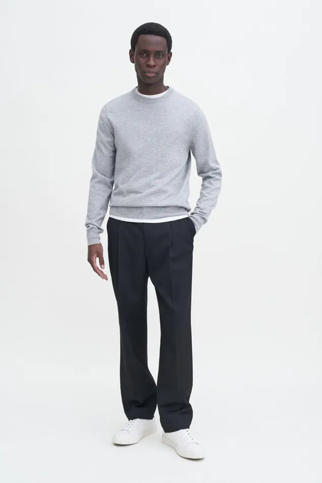 Men Cotton Merino Sweater Light Grey Melange Filippa K Knitwear