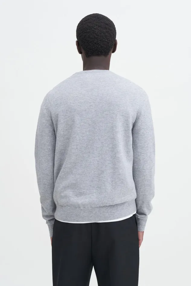 Men Cotton Merino Sweater Light Grey Melange Filippa K Knitwear