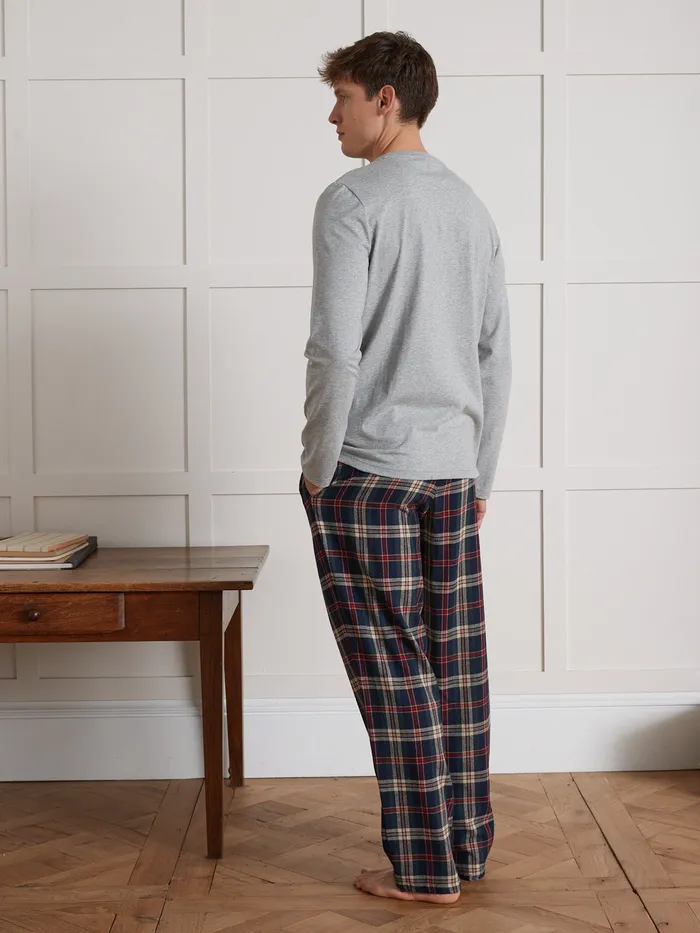 Men Cyrillus Accessories DualFabric Pyjamas Carreaux Gris