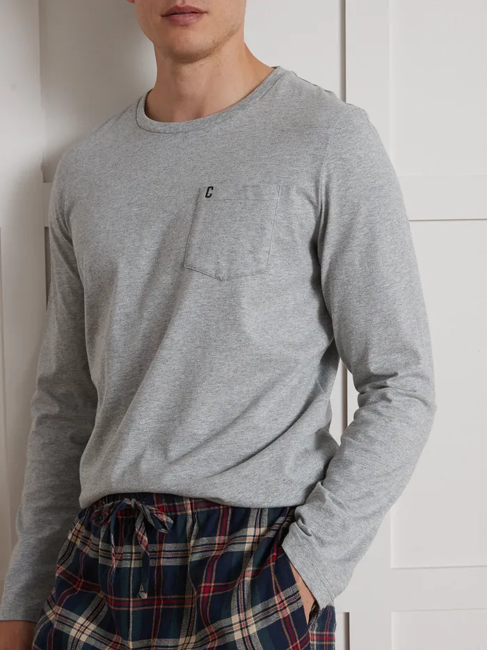 Men Cyrillus Accessories DualFabric Pyjamas Carreaux Gris