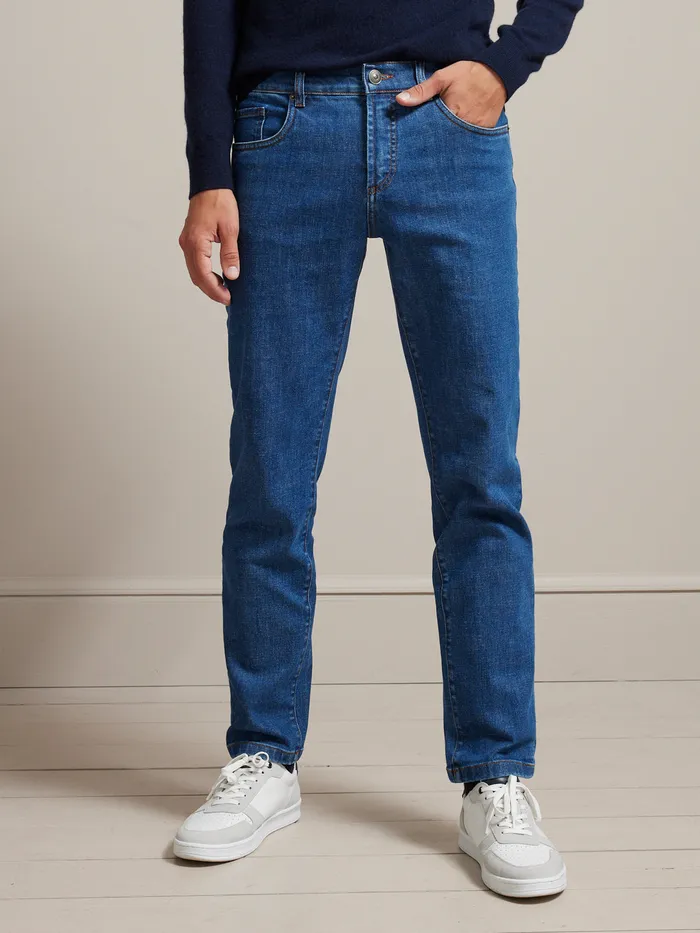 Men Cyrillus Clothing Regular Organic Cotton Jeans With An EcoFriendly Wash Denim Bleu Stone