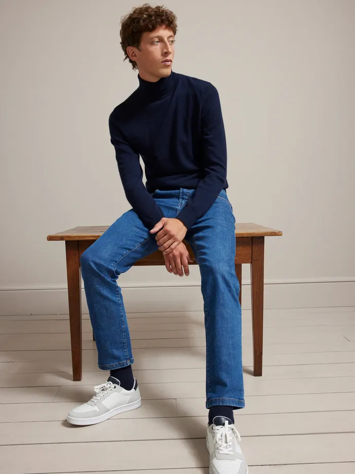 Men Cyrillus Clothing Regular Organic Cotton Jeans With An EcoFriendly Wash Denim Bleu Stone