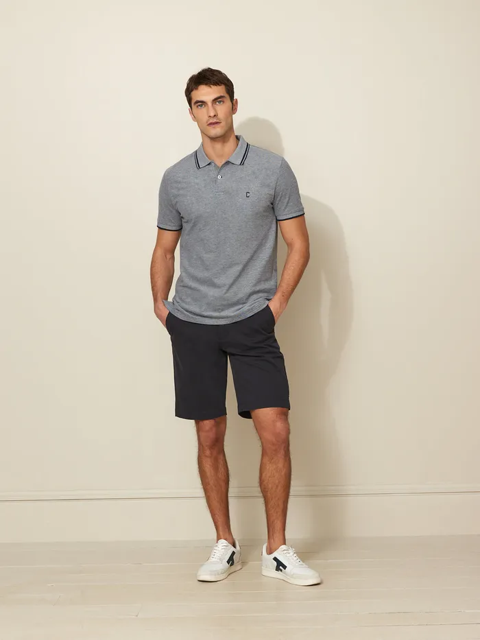 Men Cyrillus Clothing Straight Leg Stretch Cotton Bermuda Shorts Marine