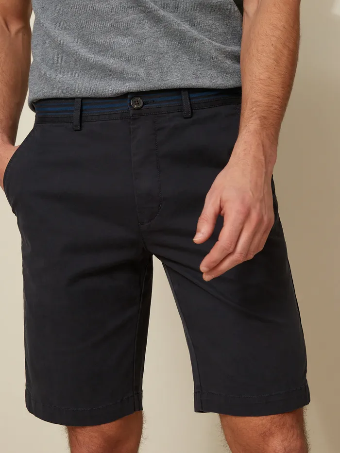 Men Cyrillus Clothing Straight Leg Stretch Cotton Bermuda Shorts Marine