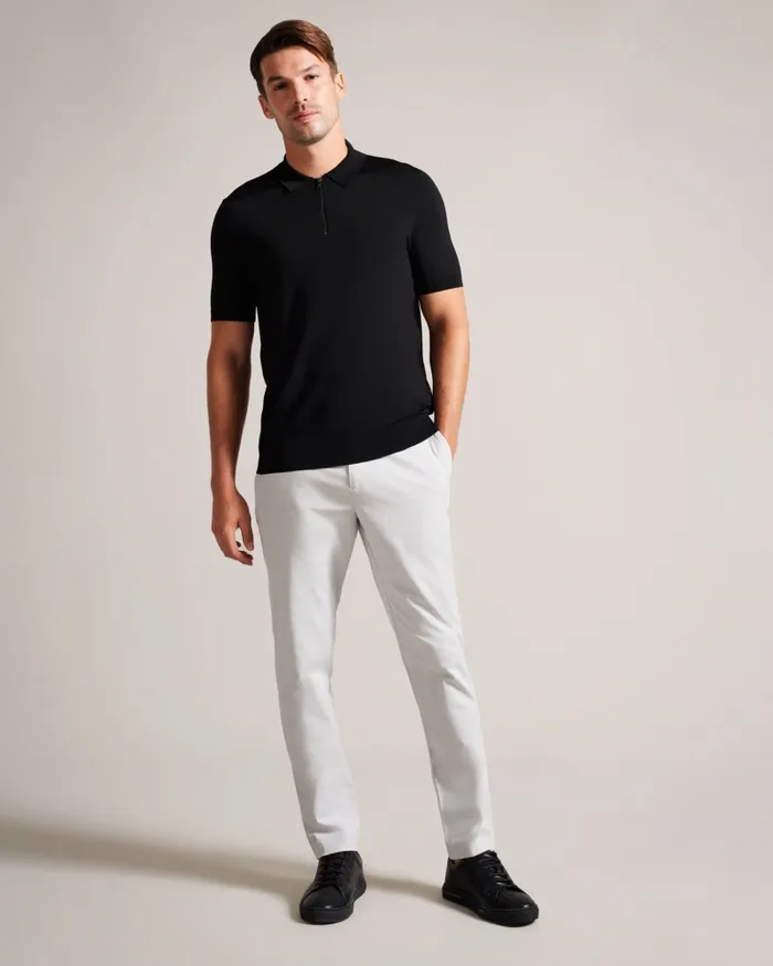 Men DALDIN 8211 Short Sleeve Rayon Zip Polo Shirt Black Ted Baker Jumpers and Knitwear Men DALDIN 8211 Short Sleeve Rayon Zip Polo Shirt Black Ted Baker Jumpers and Knitwear