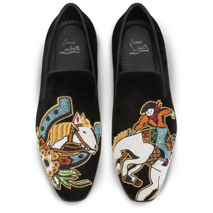 Men Dandylucky Loafers 8211 Veau Velours Giddy Embroidered 8211 Black Christian Louboutin Loafers and Moccasins