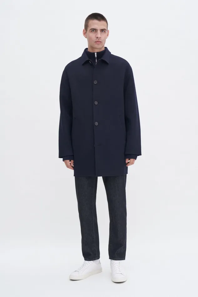 Men Doubl Wool Overcoat Navy Filippa K Outerwear