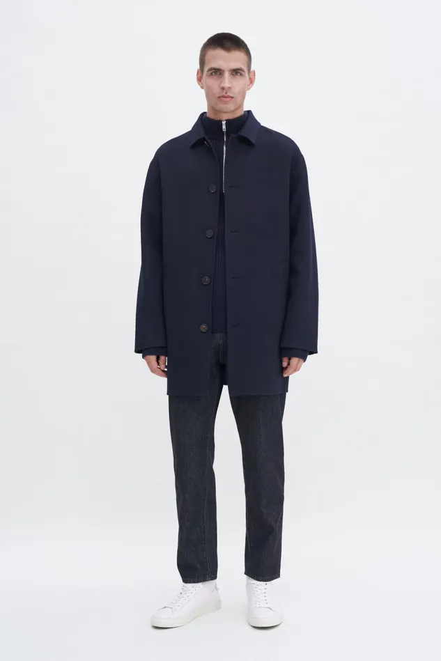 Men Doubl Wool Overcoat Navy Filippa K Outerwear