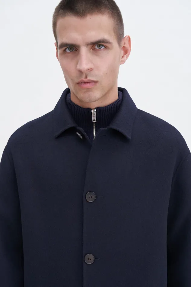 Men Doubl Wool Overcoat Navy Filippa K Outerwear