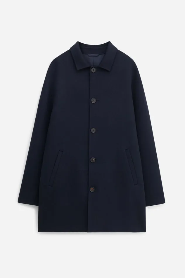 Men Doubl Wool Overcoat Navy Filippa K Outerwear