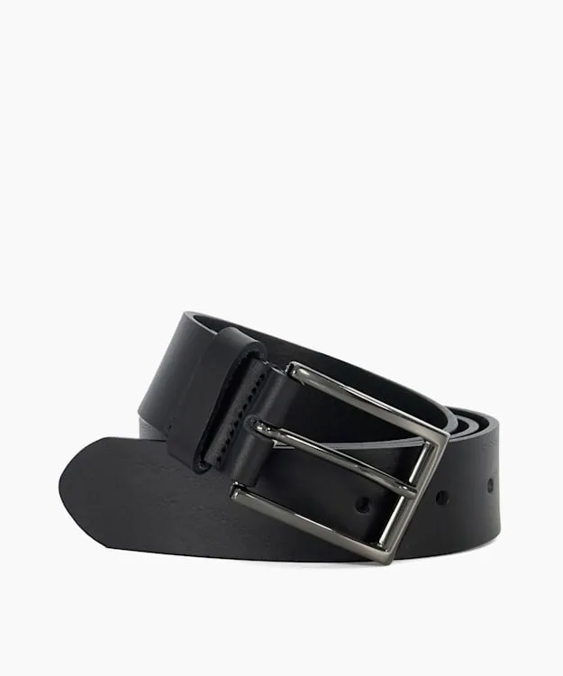 Men Dune London Belts Black Leather Belt Black