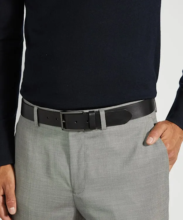 Men Dune London Belts Black Leather Belt Black