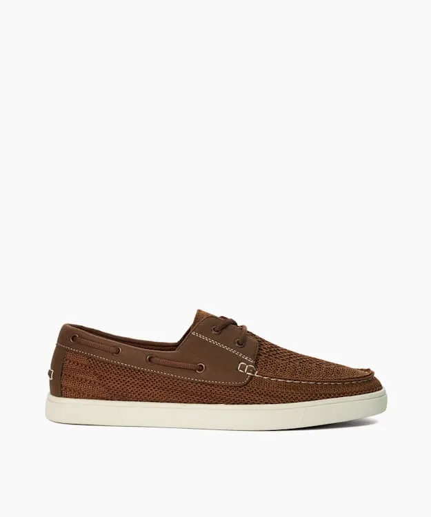 Men Dune London Boat Shoes Knitted Boat Shoes Brown