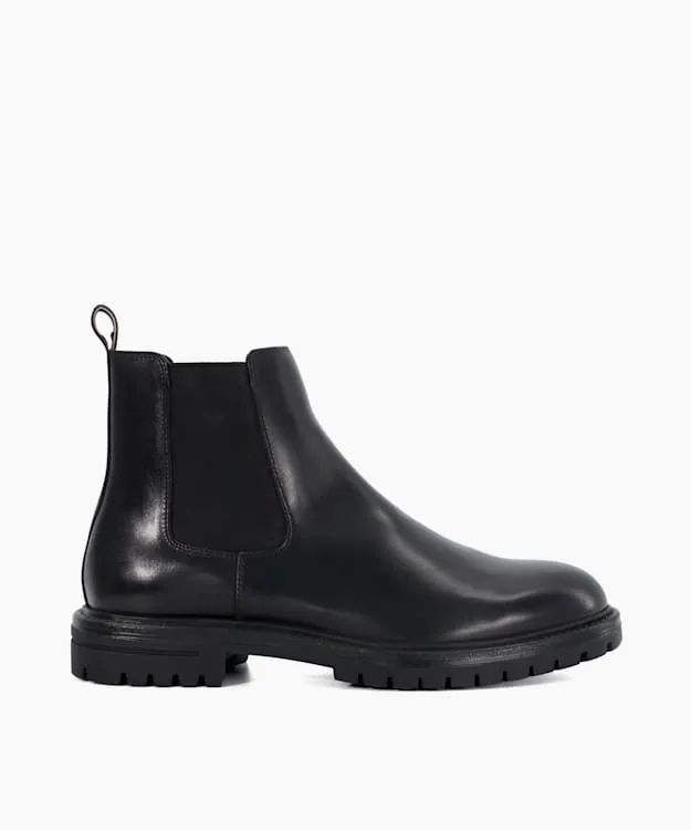 Men Dune London Chelsea Boots Chunky Round Toe Boots Black